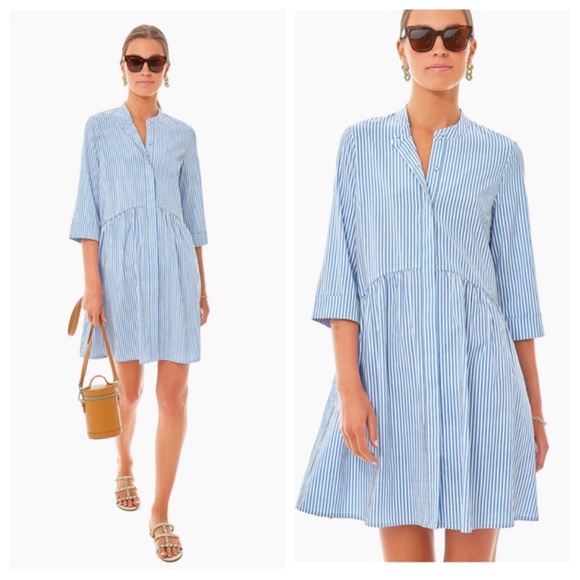 Tuckernuck Dresses & Skirts - Tuckernuck Blue Stripe Royal Shirt Dress Polyester Sz XS